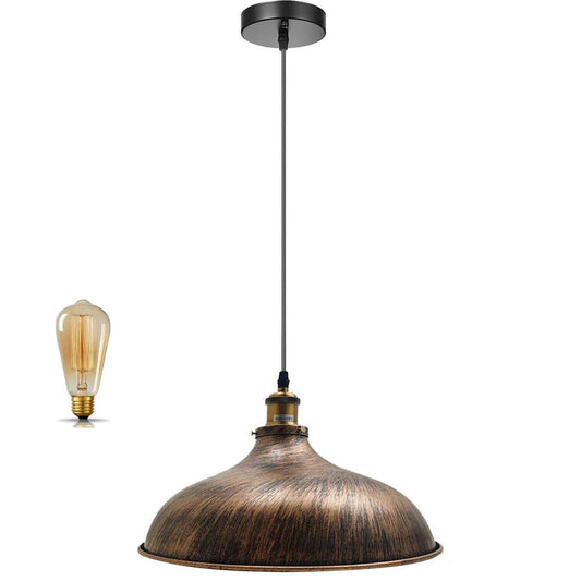 Vintage Hanging Brushed Copper Shade Ceiling Pendant Light~5931