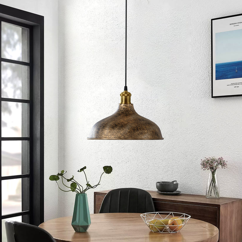 Vintage Hanging Brushed Copper Shade Ceiling Pendant Light~5931