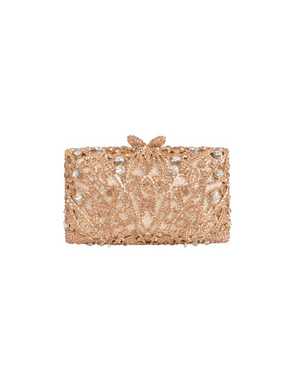 Gold Crystal Embellished Clutch Bag