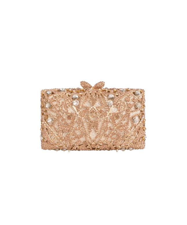 Gold Crystal Embellished Clutch Bag