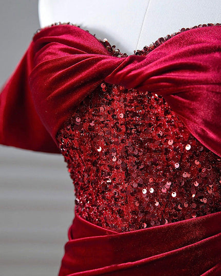 The Windsor Velvet Evening Gown – Ruby Red