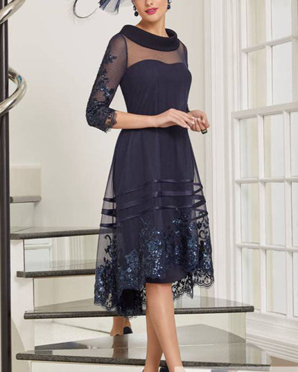 The midnight fold collar high-low mum dress