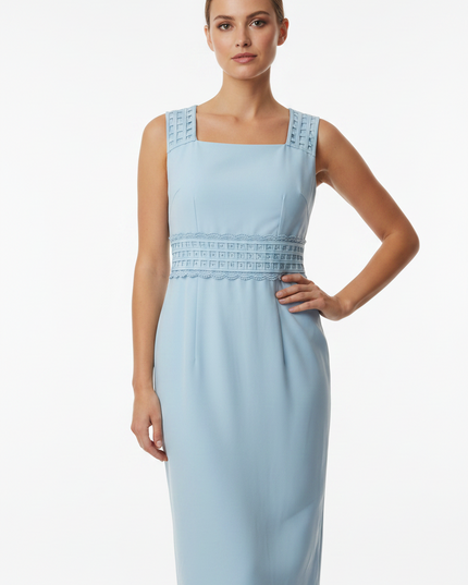 Delicate weave embelished mother of the bride dress suit - powder blue