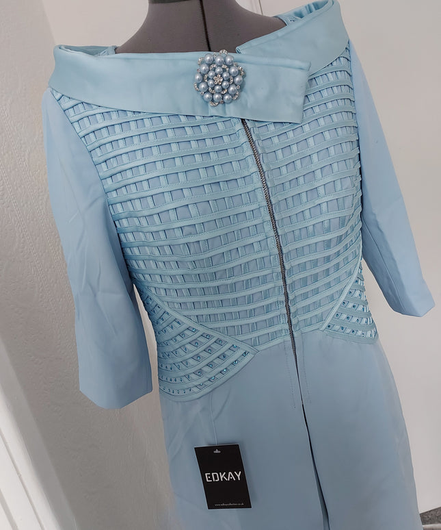 Delicate weave embelished mother of the bride dress suit - powder blue