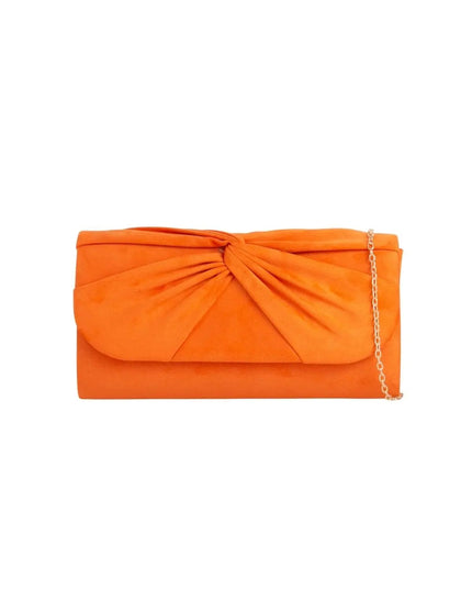 Orange Suede Clutch Bag with Knot Detail