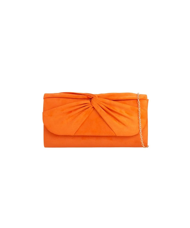 Orange Suede Clutch Bag with Knot Detail