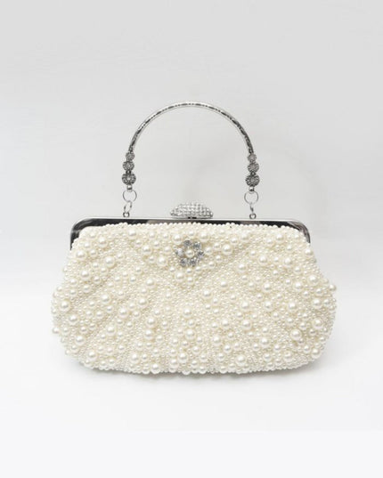Ivory Pearl And Crystal Clutch Bag