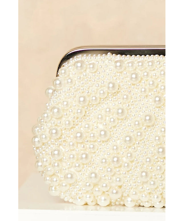 Ivory Pearl And Crystal Clutch Bag