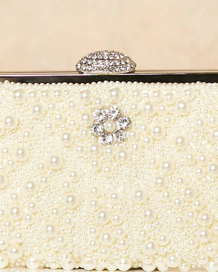 Ivory Pearl And Crystal Clutch Bag