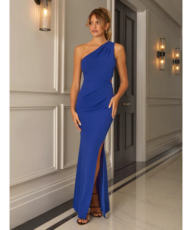 Aubrielle Royal Blue One Shoulder Maxi Dress