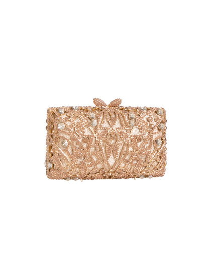 Gold Crystal Embellished Clutch Bag