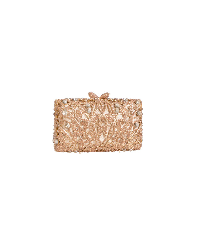 Gold Crystal Embellished Clutch Bag