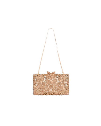 Gold Crystal Embellished Clutch Bag