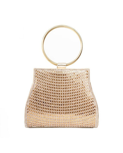 Gold Diamante Clutch Bag with Top Handles