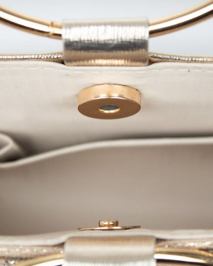 Gold Diamante Clutch Bag with Top Handles
