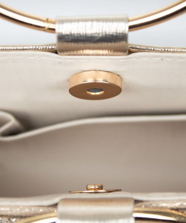 Gold Diamante Clutch Bag with Top Handles