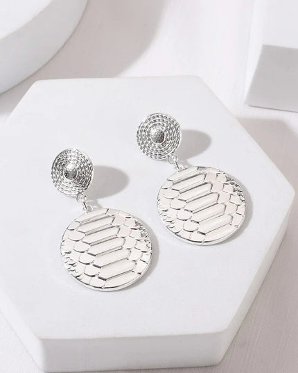 Silver Tone Snake Print Earrings