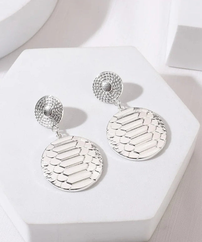 Silver Tone Snake Print Earrings