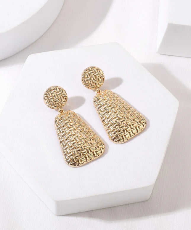 Gold Tone Textured Statement Earrings