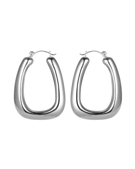 Silver Tone Diagonal Hoop Earrings
