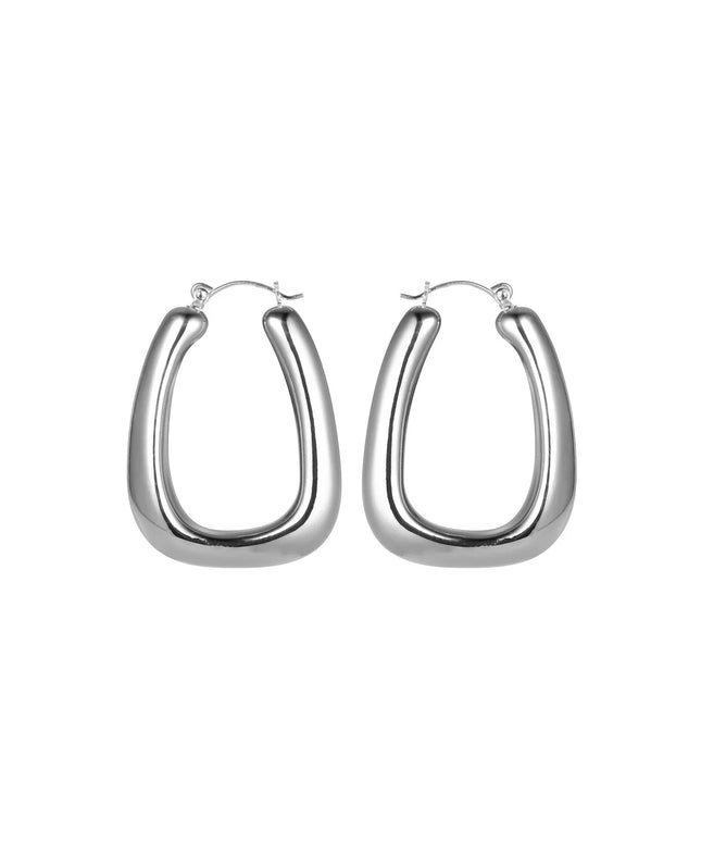 Silver Tone Diagonal Hoop Earrings
