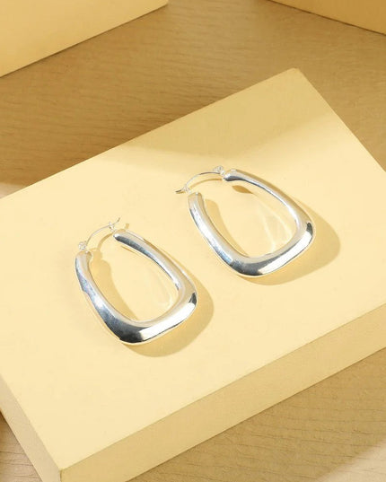 Silver Tone Diagonal Hoop Earrings