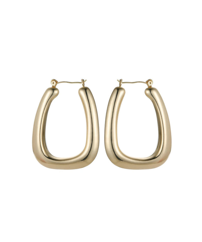 Gold Tone Diagonal Hoop Earrings