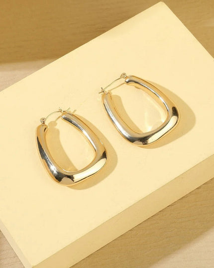 Gold Tone Diagonal Hoop Earrings