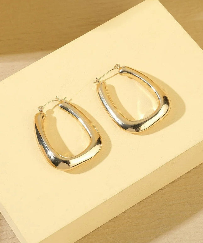 Gold Tone Diagonal Hoop Earrings