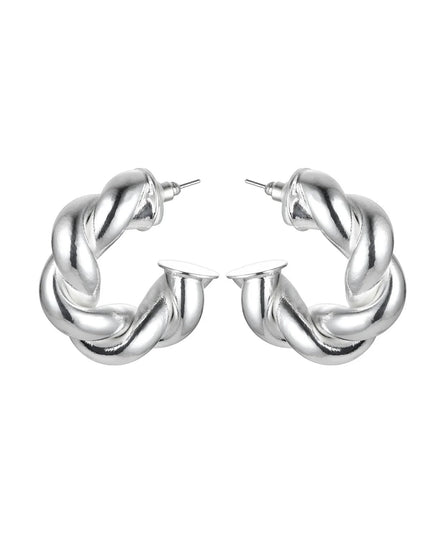 Silver Tone Twisted Earrings