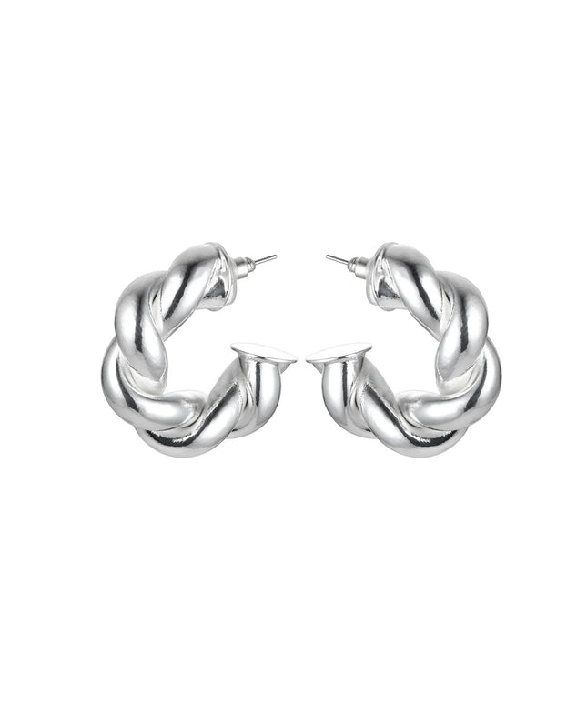 Silver Tone Twisted Earrings