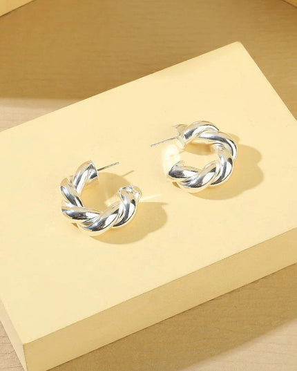 Silver Tone Twisted Earrings