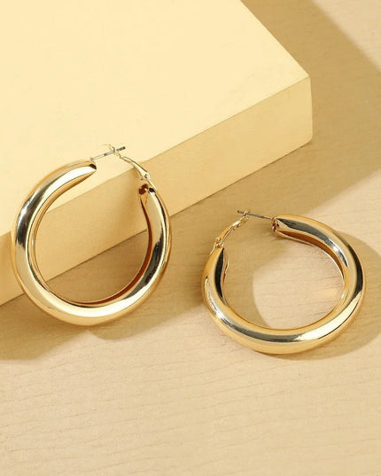 Gold Tone Chunky Hoop Earrings