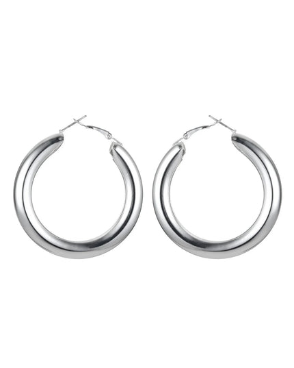 Silver Tone Chunky Hoop Earrings