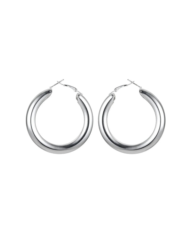 Silver Tone Chunky Hoop Earrings