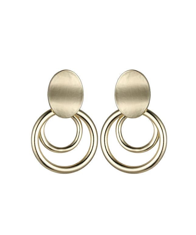 Gold Tone Double Circle Hoop Earrings