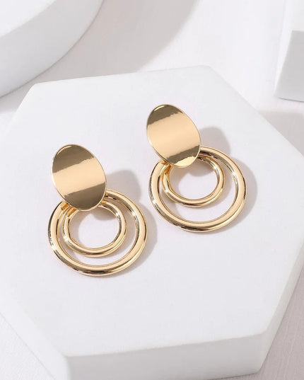 Gold Tone Double Circle Hoop Earrings
