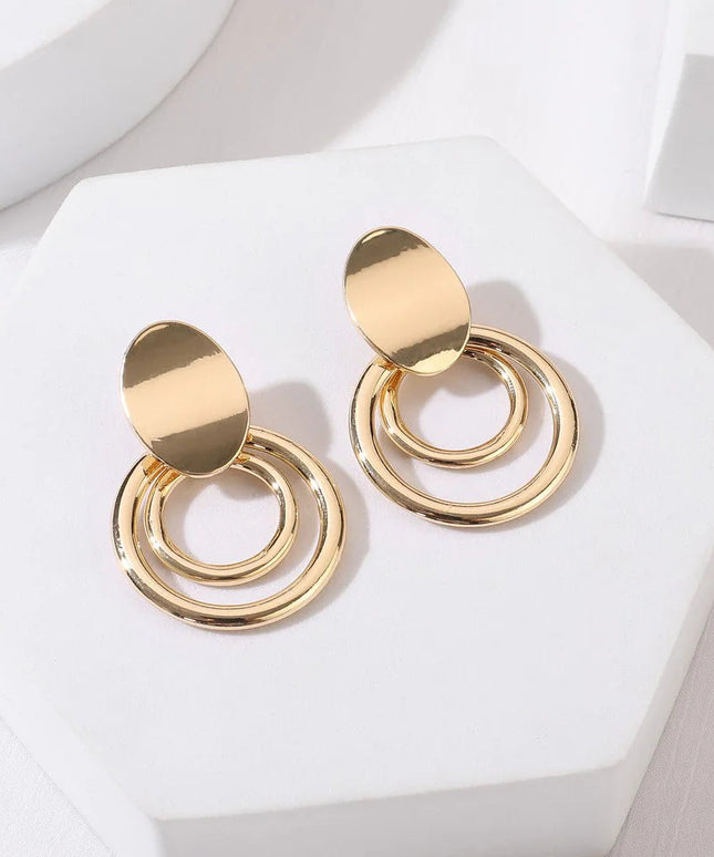 Gold Tone Double Circle Hoop Earrings