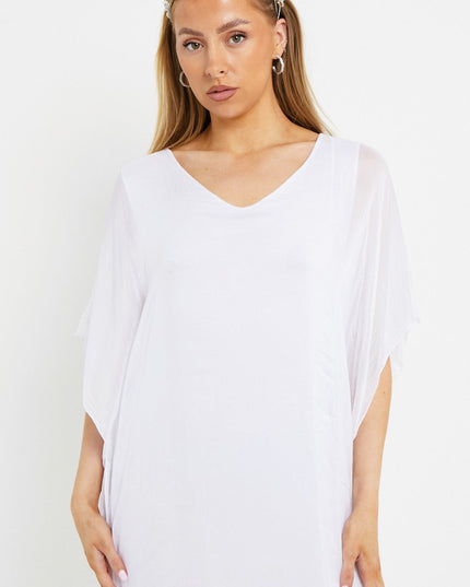 White Silk Maxi Kaftan Dress