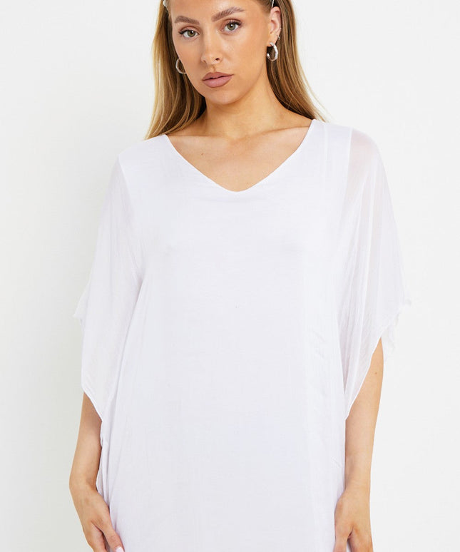 White Silk Maxi Kaftan Dress