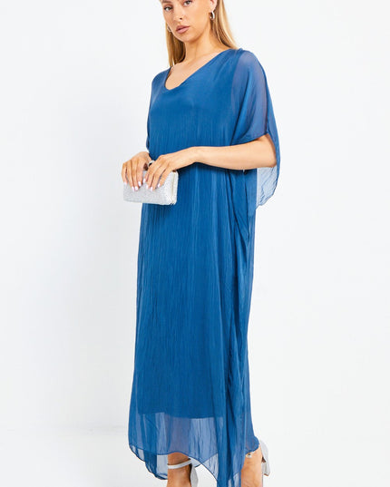 Royal Blue Silk Maxi Kaftan Dress