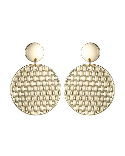 Gold Tone Mesh Textured Circle Earrings