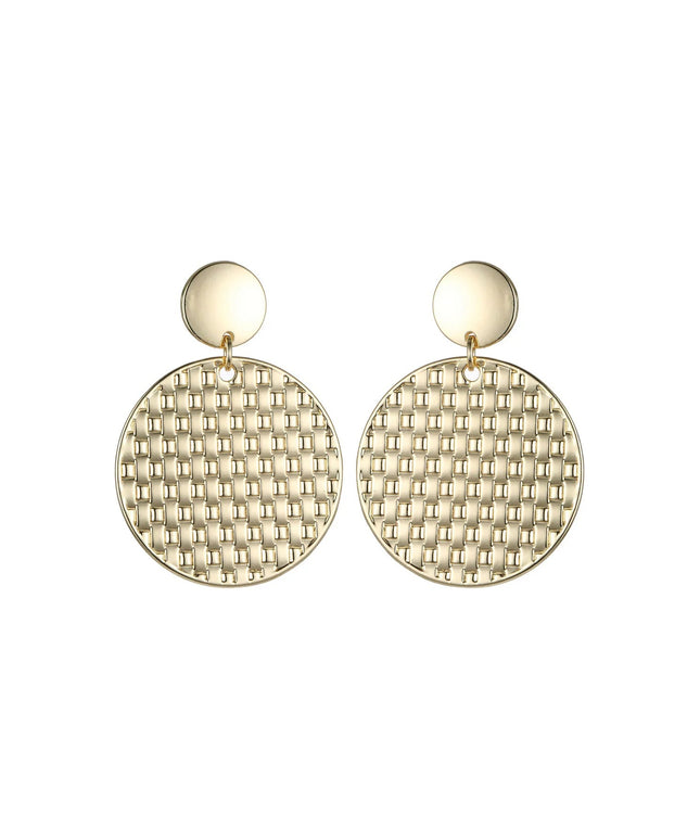 Gold Tone Mesh Textured Circle Earrings