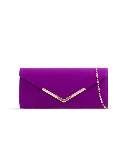 Purple Suede Envelope Clutch Bag