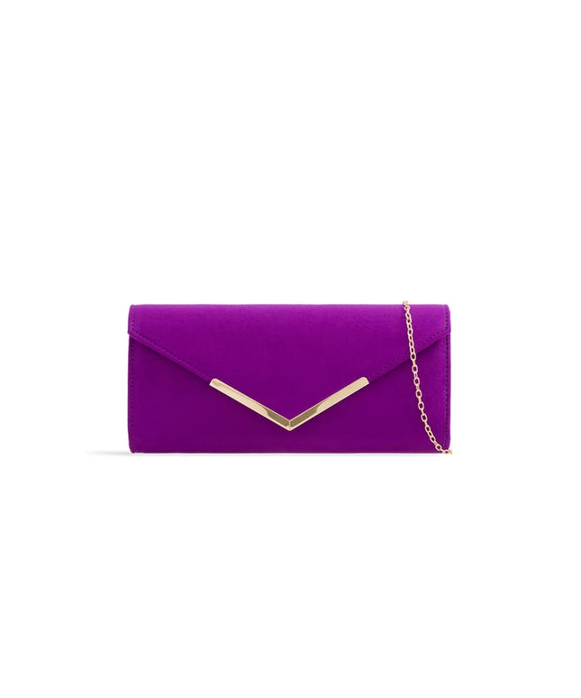 Purple Suede Envelope Clutch Bag