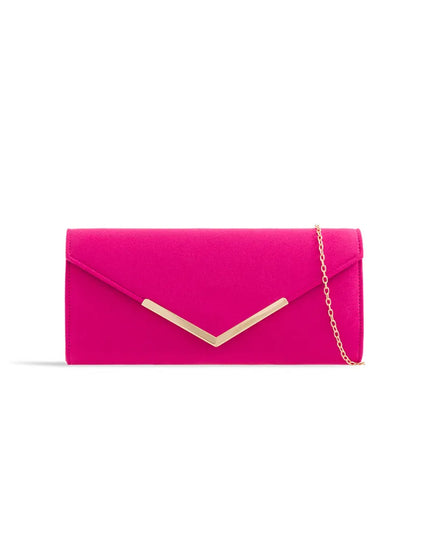 Fuchsia Suede Envelope Clutch Bag