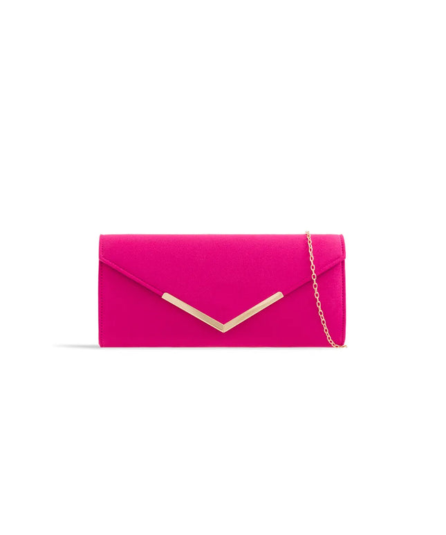 Fuchsia Suede Envelope Clutch Bag