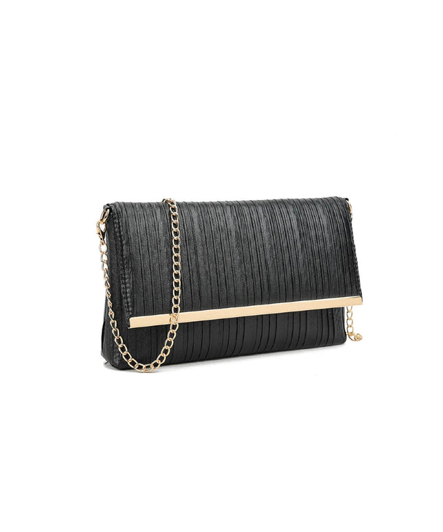 Black Pleated Clutch Bag