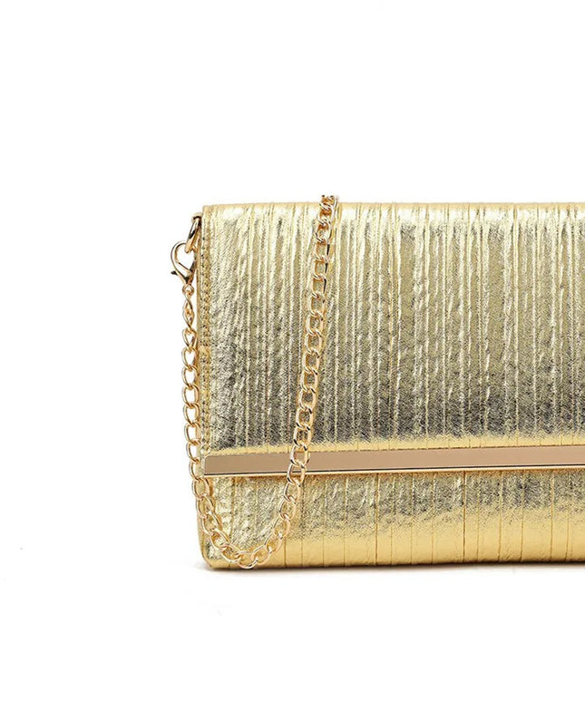 Gold Pleated Clutch Bag