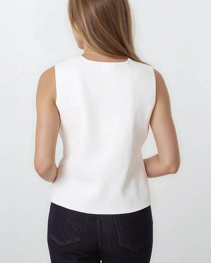 Ivory Asymmetric Fine Knit Waistcoat